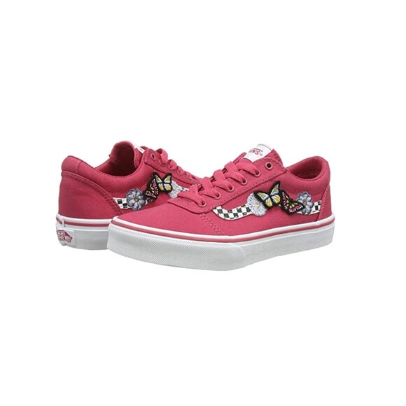 Vans Ward (Butterflies) Claret Red/White Girl's Size 4.5 Sneaker - Picture 1 of 4